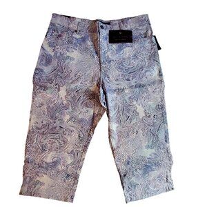 Gloria Vanderbilt Amanda Capri Jeans Lavender Kiss Prussian Paisley Print Size18